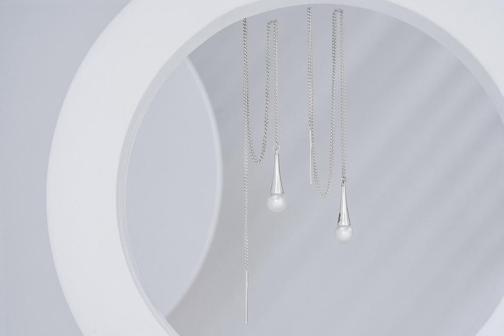 Серьги-подвески с жемчугом (Ag 925)
