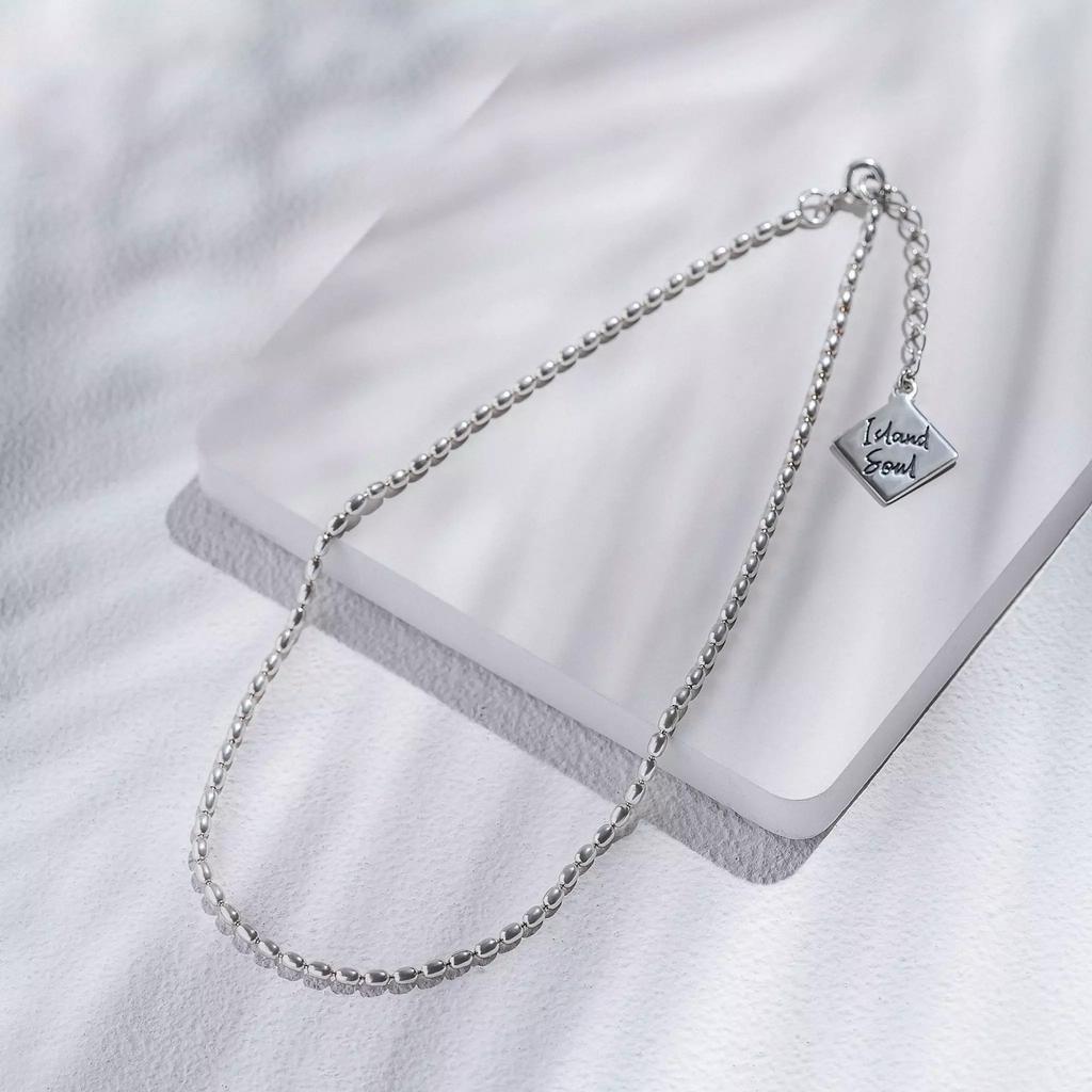 Браслет на щиколотку с овальными серебряными бусинами (Ag 925)