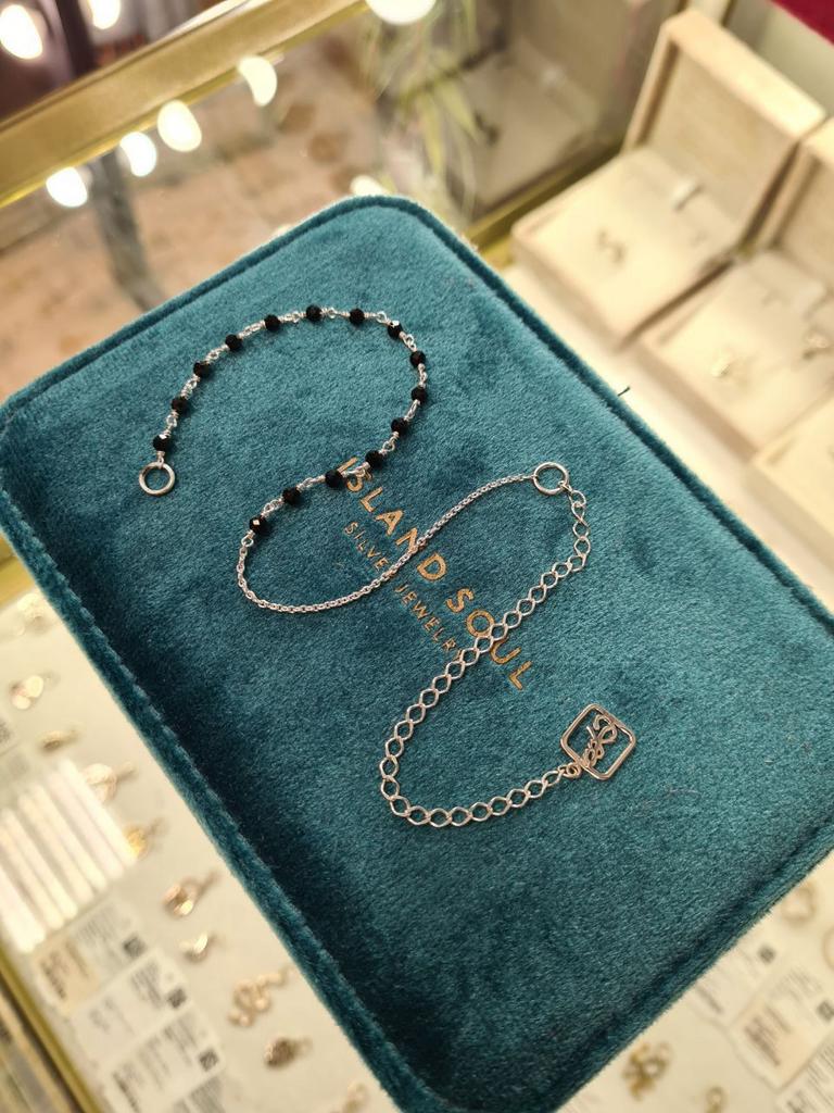 Цепочка на карабин Оникс левая (через плетение) (Ag 925)