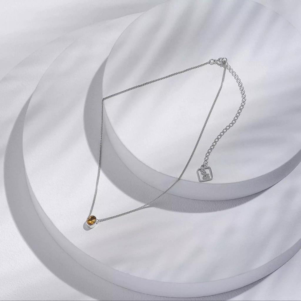 Подвеска с овальным цитрином фасет (Ag 925)