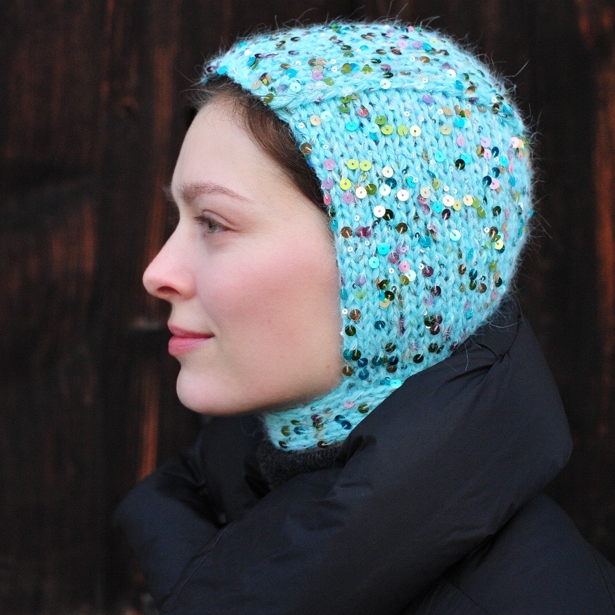 Чепчик с пайетками мята