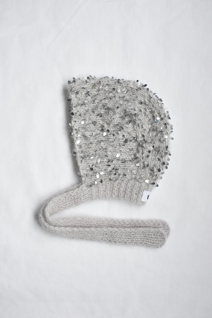 Чепчик с блёстками стальной серый