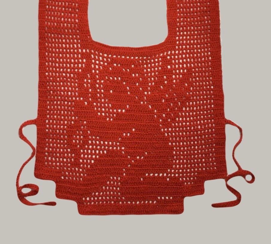 Манишка с ангелом из 100% шерсти красная