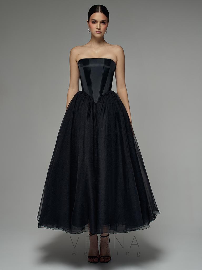 Вечернее платье Элиф Миди Блэк