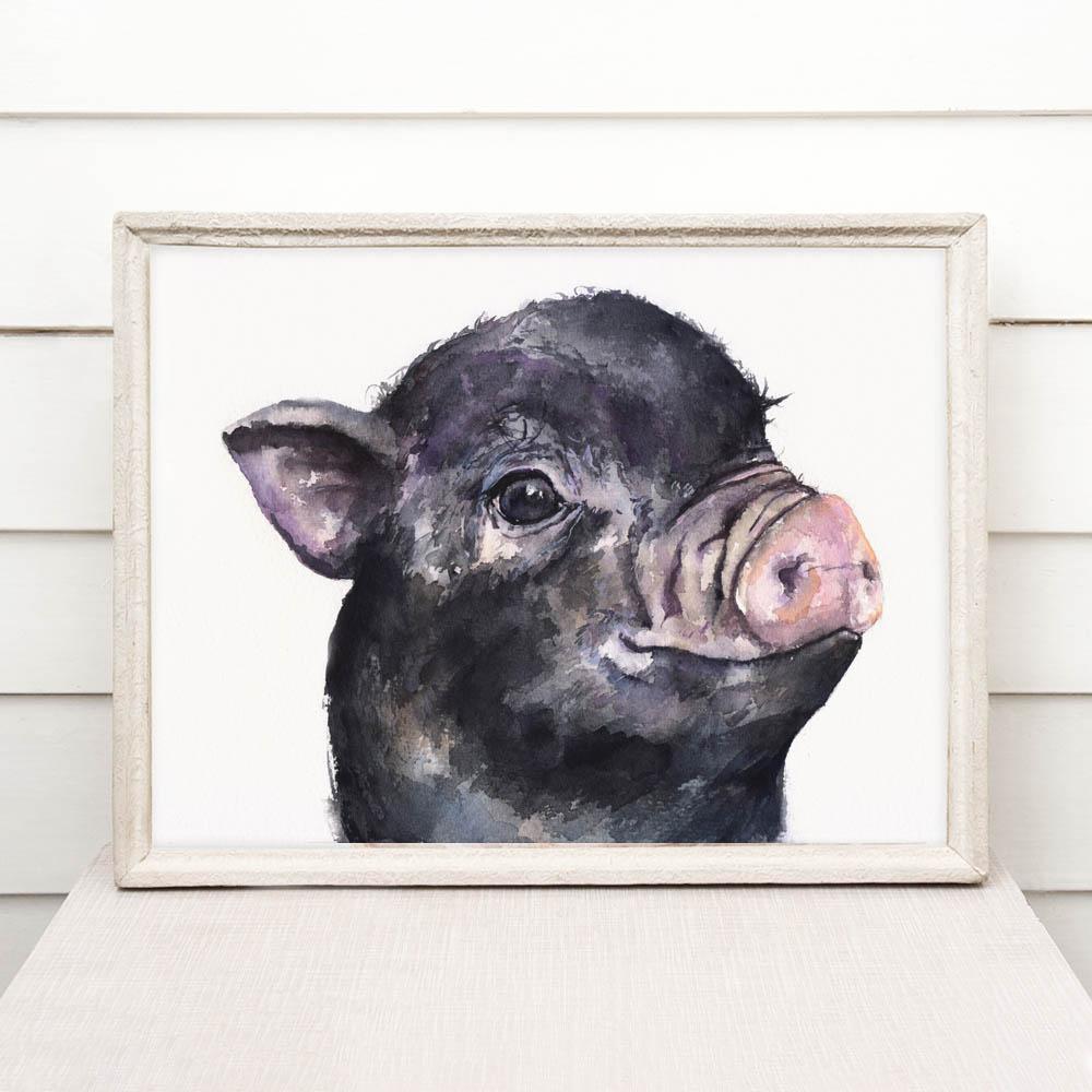 Print "Black piglet" | Watercolor