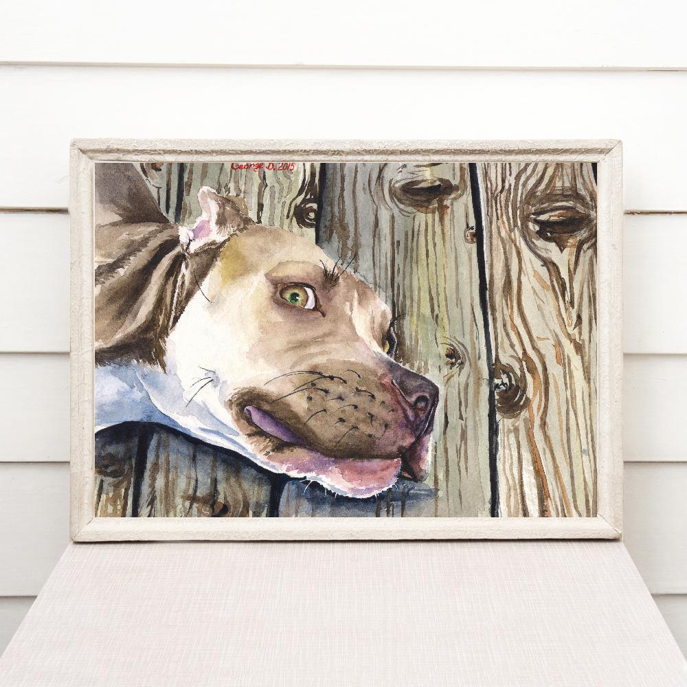 Print "Staffordshire terrier" | Watercolor