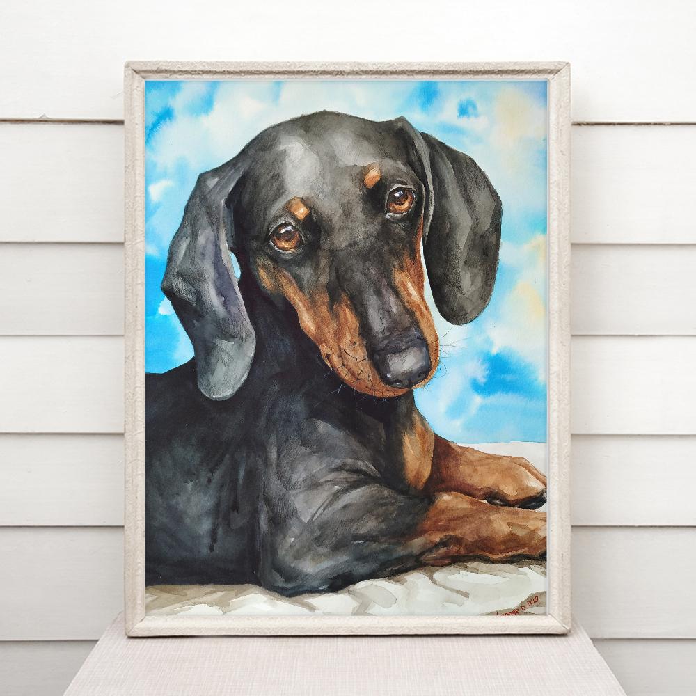 Print "Dachshund" | Watercolor