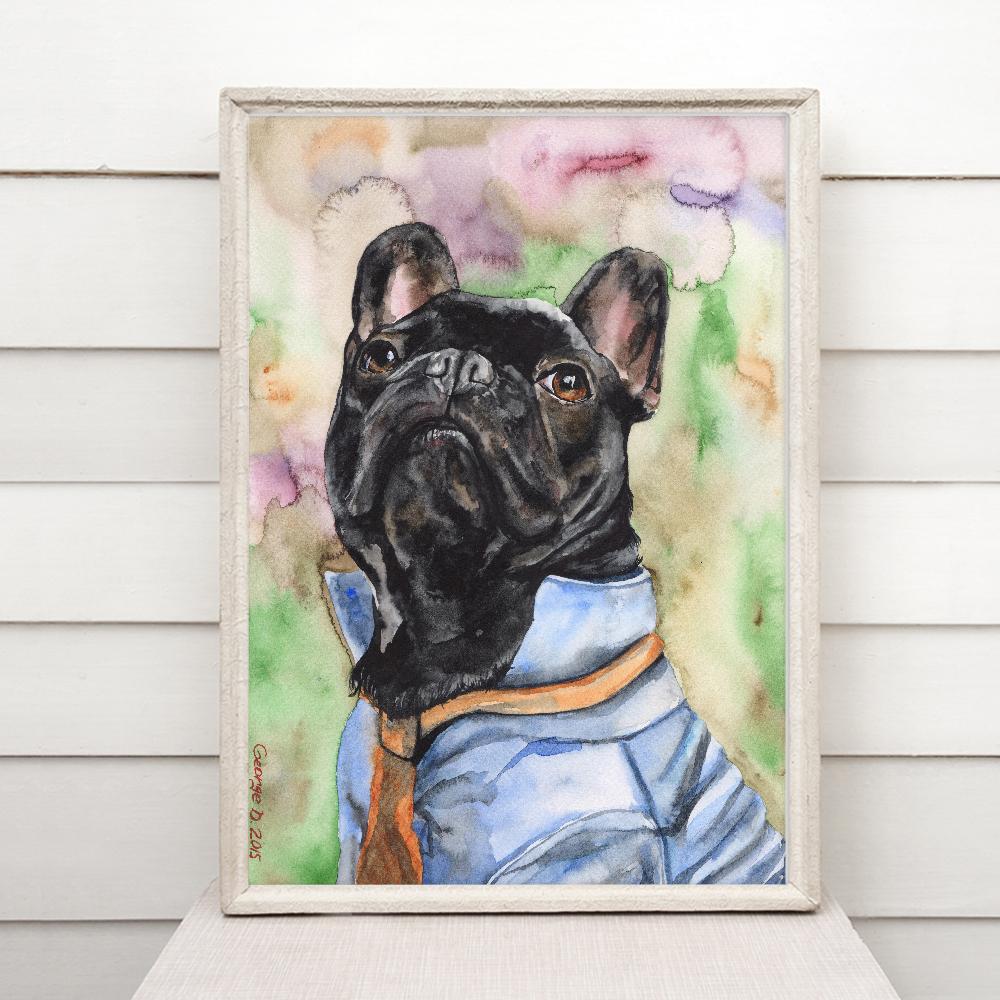 Print "French bulldog" | Watercolor