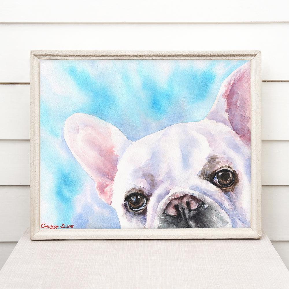 Print "French bulldog" | Watercolor