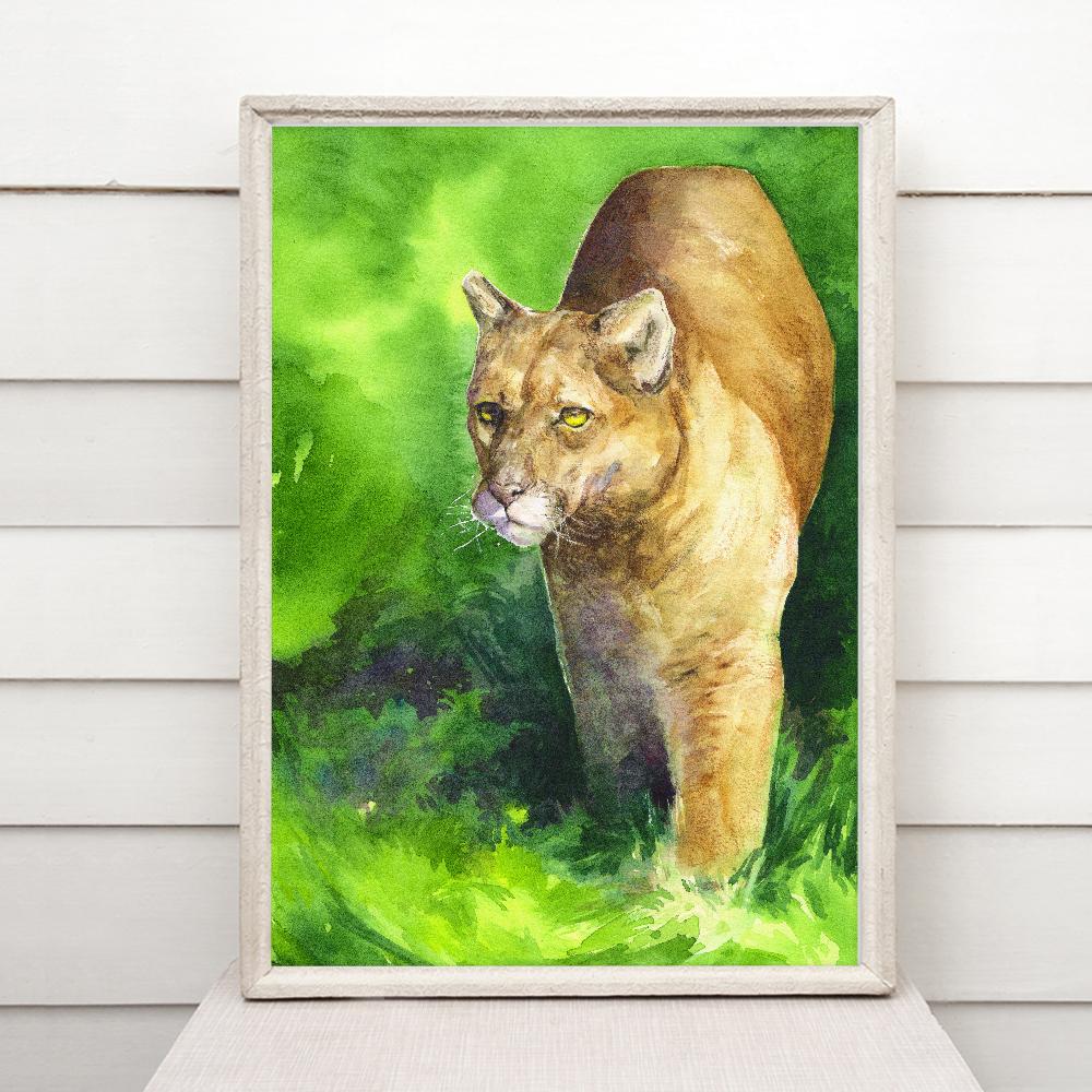 Print "Cougar" | Watercolor