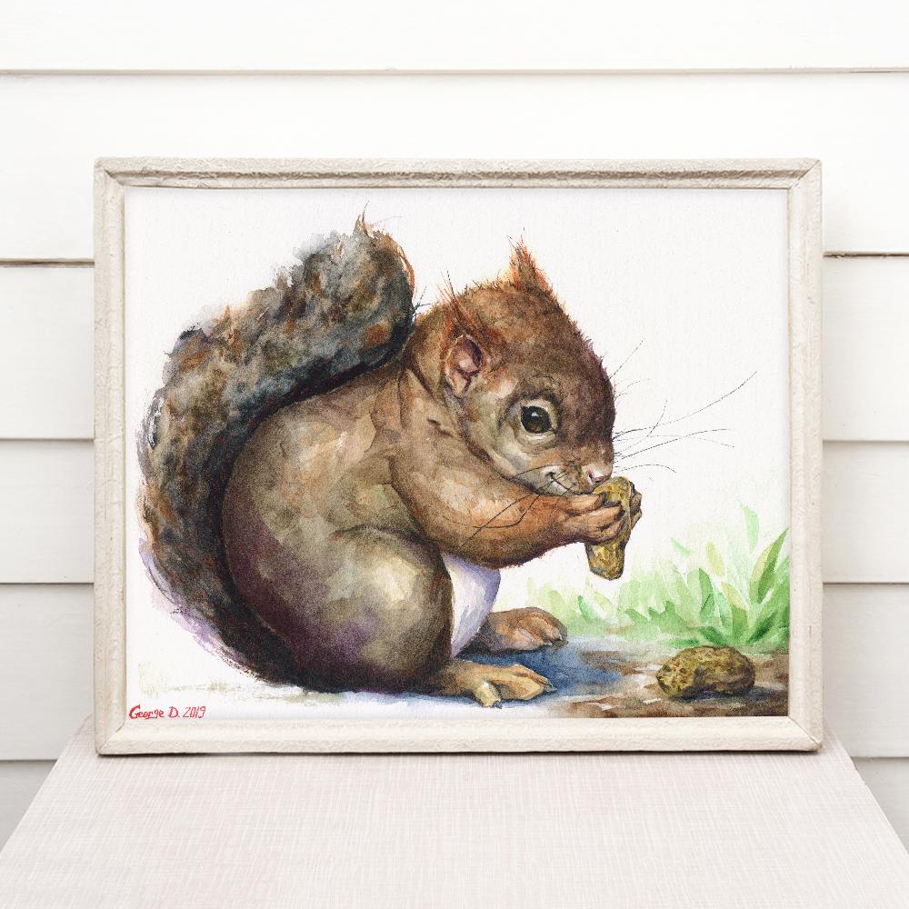Print "Squirrel" | Watercolor
