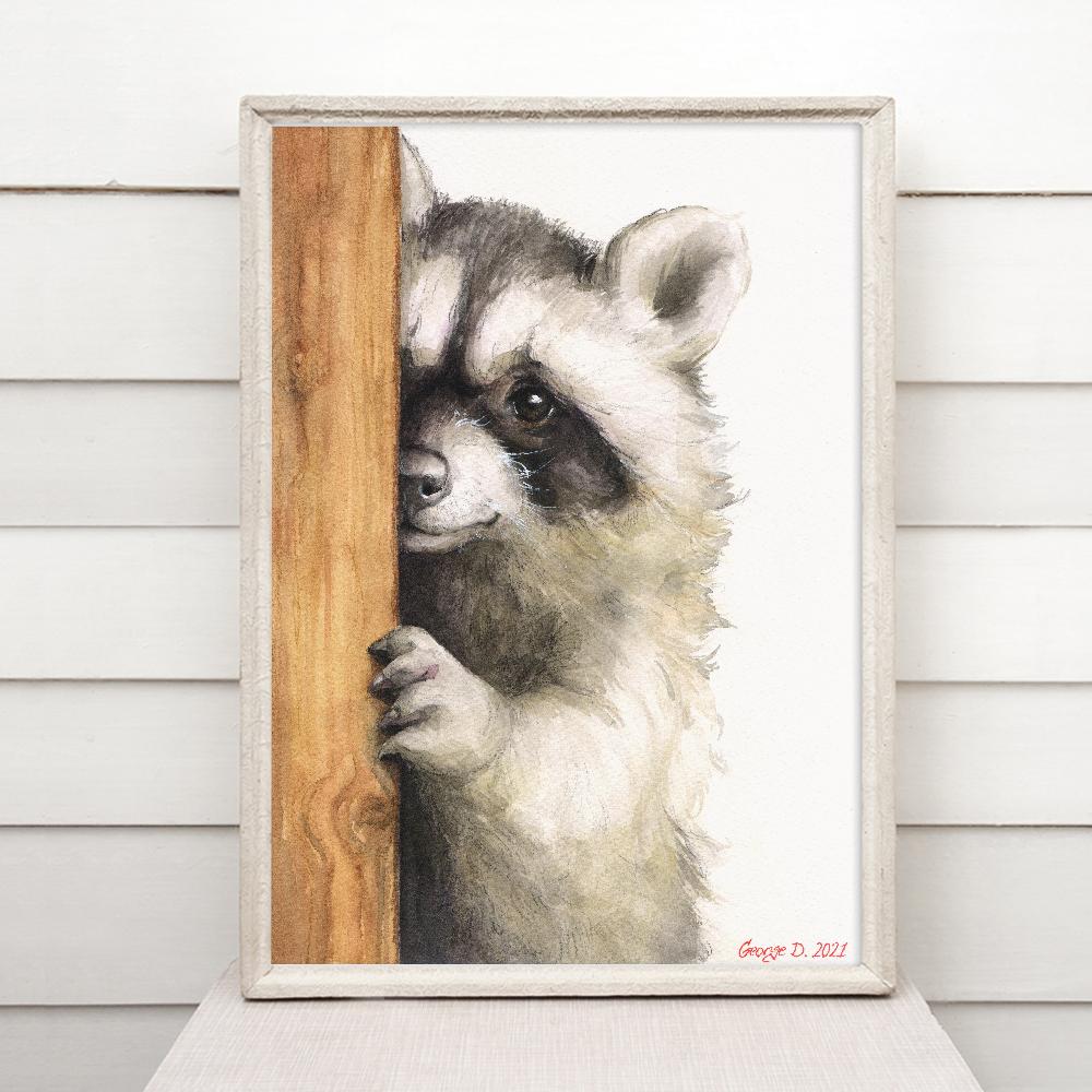 Print "Raccoon" | Watercolor