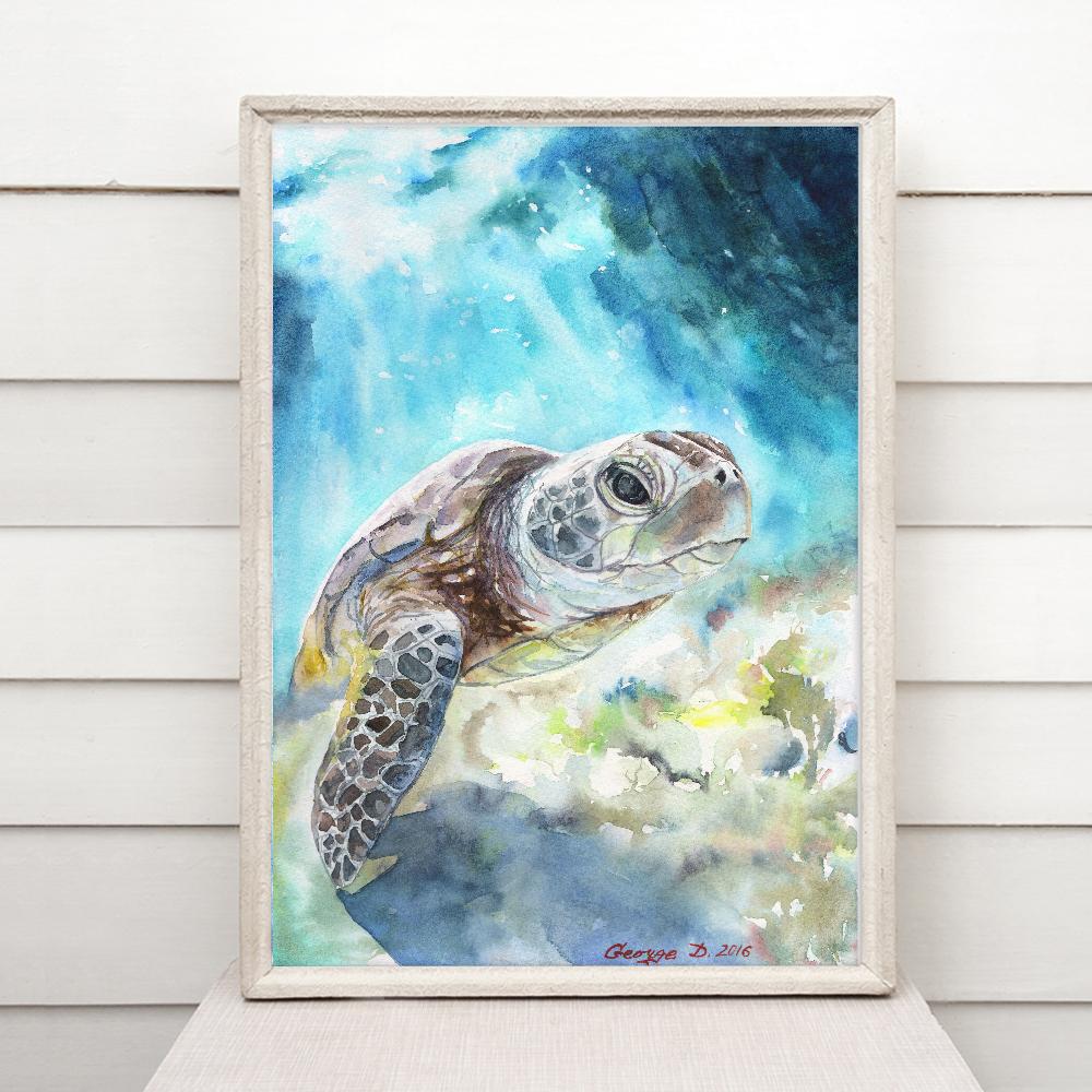 Print "Sea turtle" | Watercolor