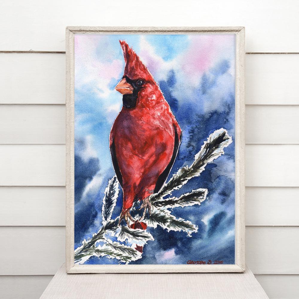 Print "Red cardinal" | Watercolor