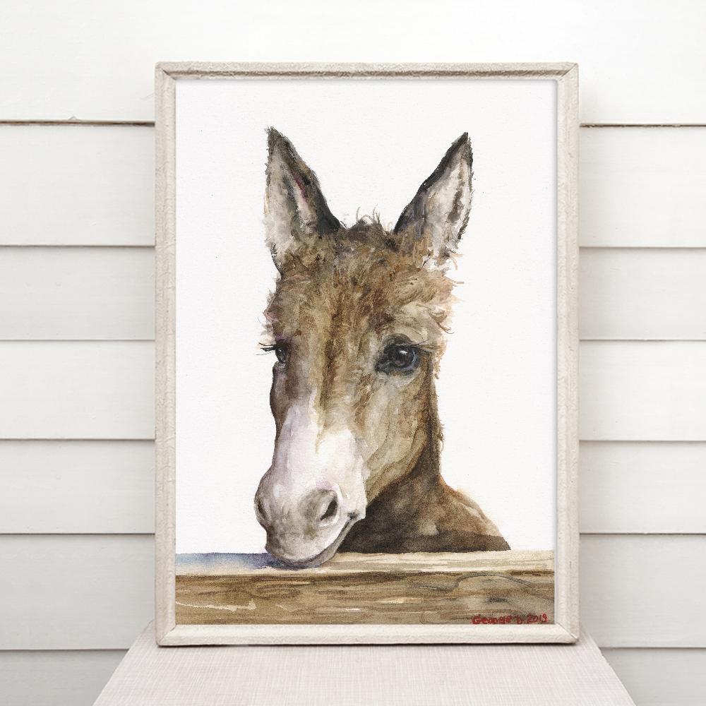 Print "Donkey" | Watercolor