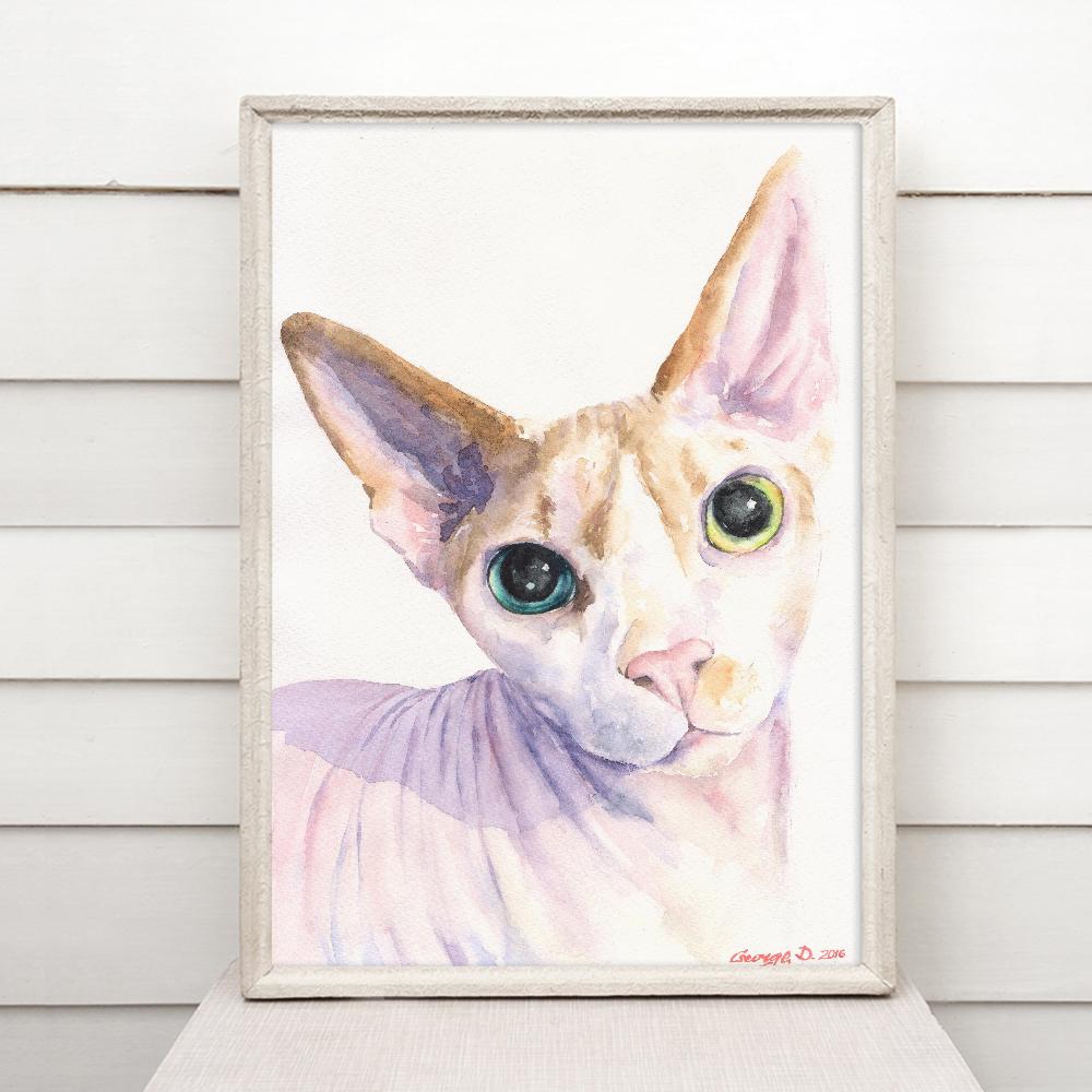 Print "Sphynx" | Watercolor