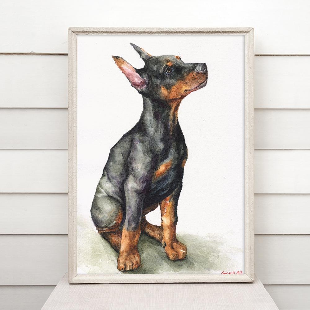Print "Doberman" | Watercolor
