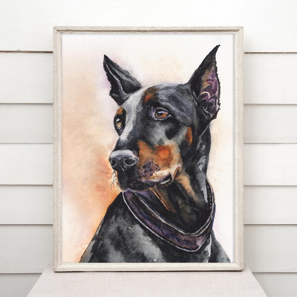 Print "Doberman" | Watercolor