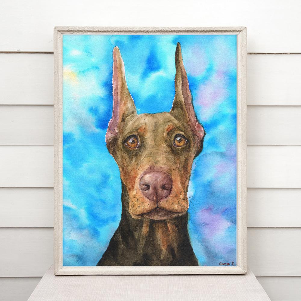 Print "Doberman" | Watercolor