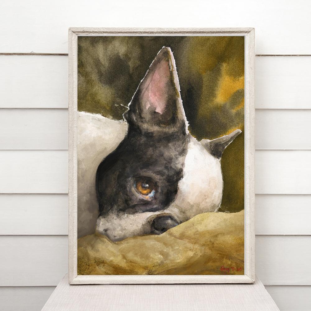 Print "Boston terrier" | Watercolor
