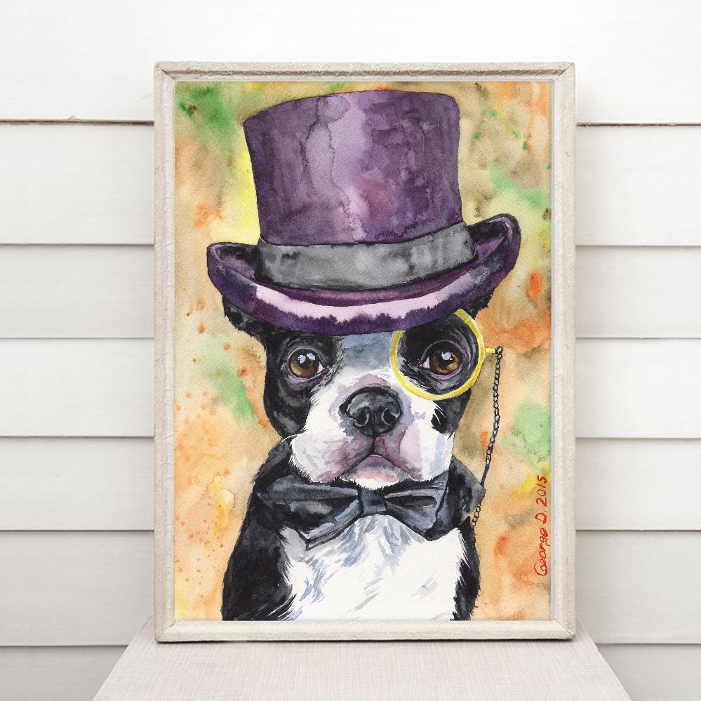 Print "Boston terrier" | Watercolor