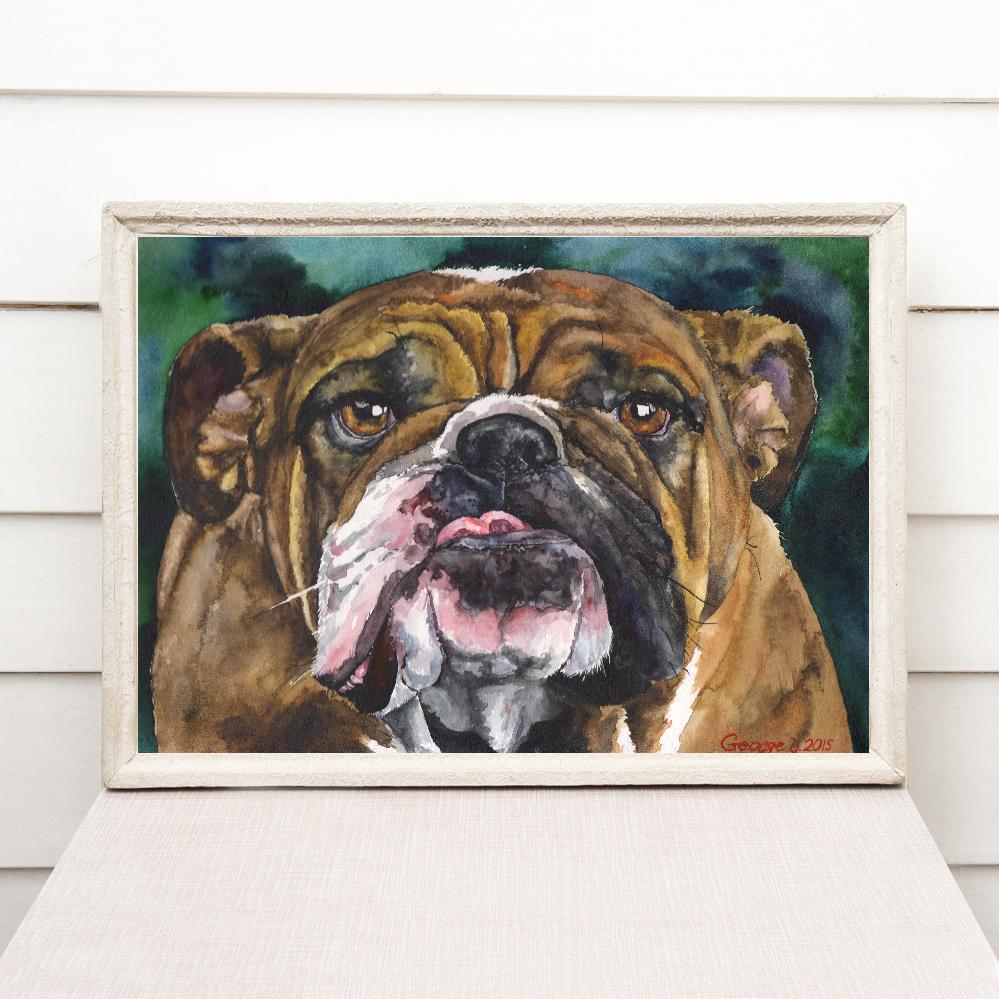 Print "English bulldog" | Watercolor