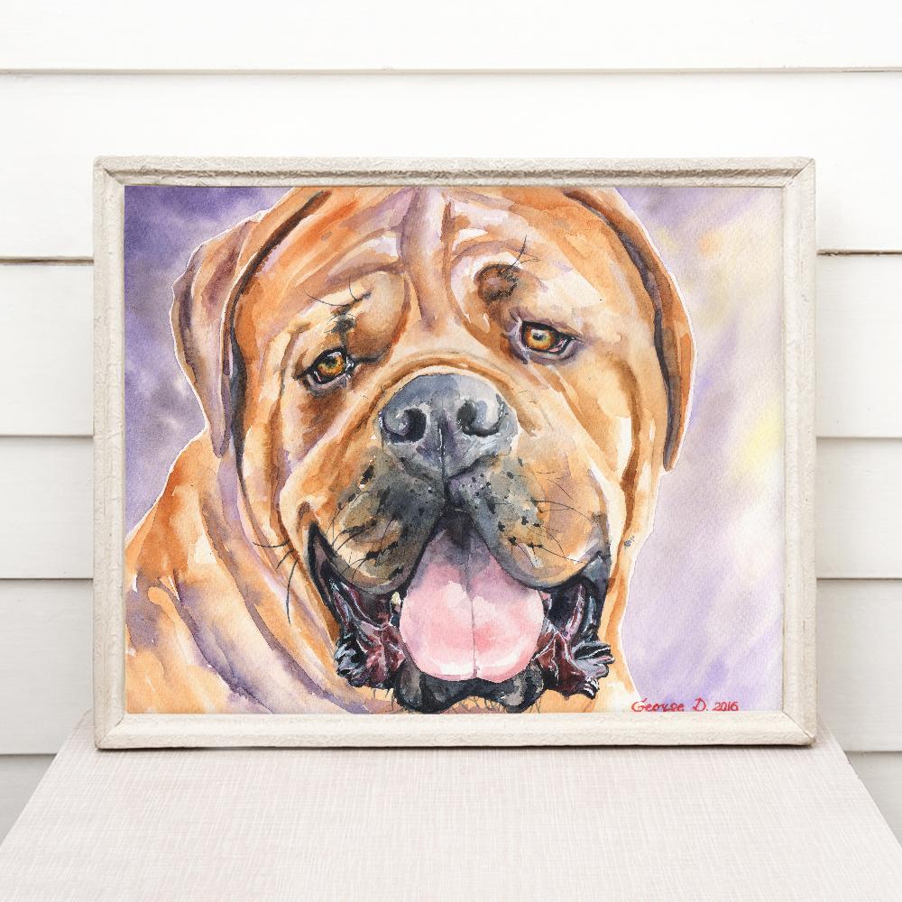 Print "Dogue de bordeaux" | Watercolor