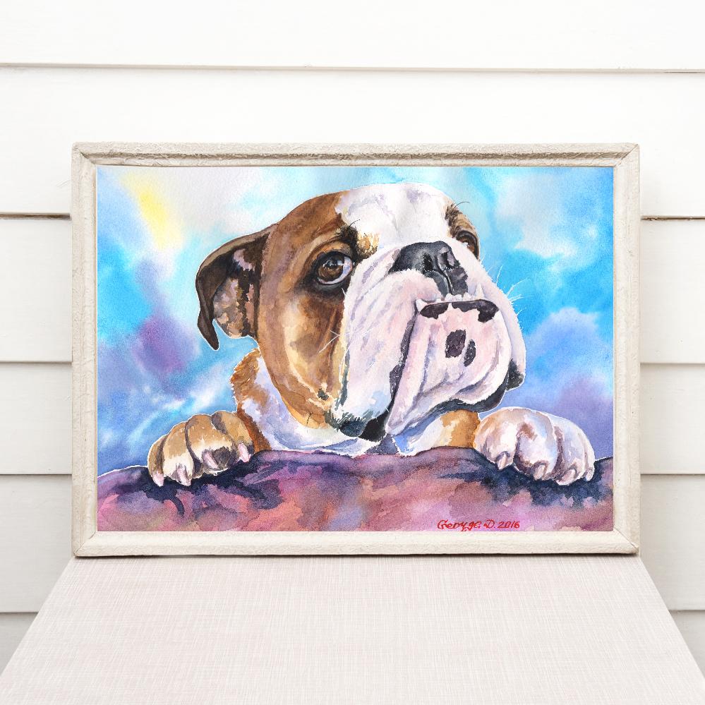 Print "English bulldog" | Watercolor