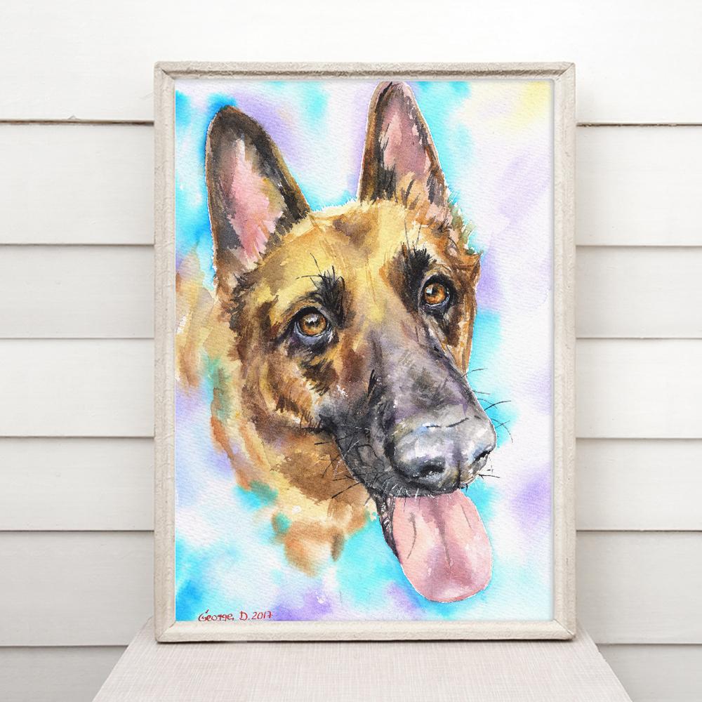 Print "German Shepherd" | Watercolor