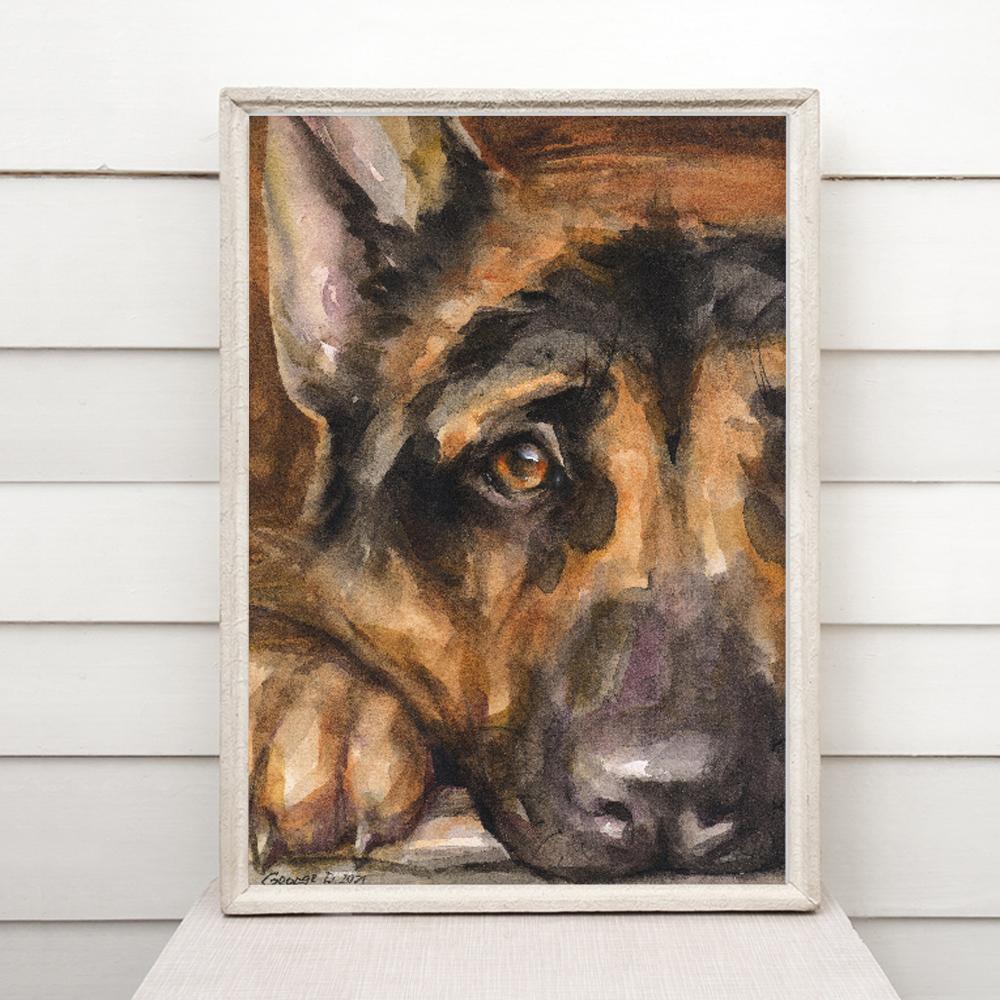 Print "German Shepherd" | Watercolor