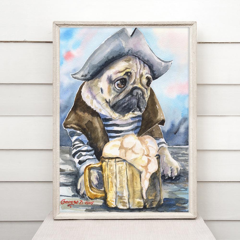 Print "Pug the sailor" | Watercolor