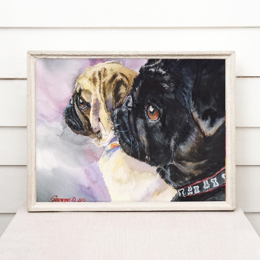 Print "Two friends" | Watercolor