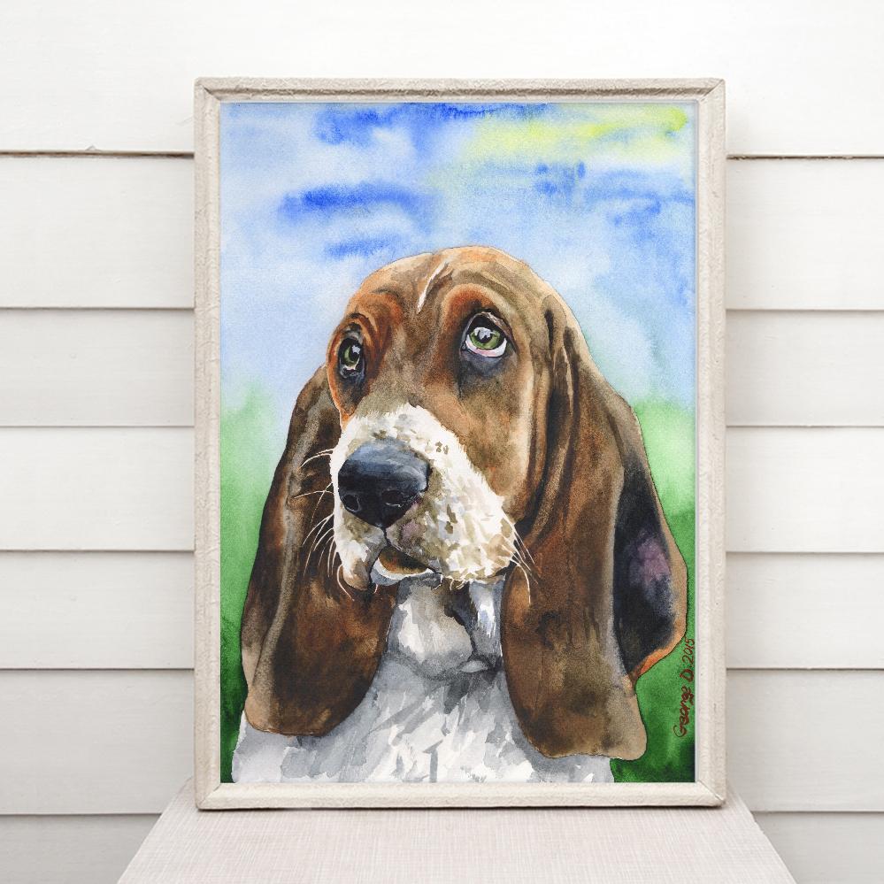 Print "Basset Hound" | Watercolor