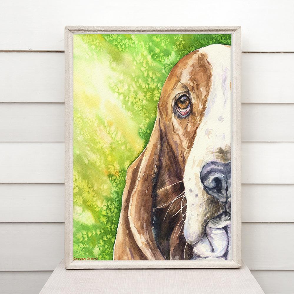 Print "Basset Hound" | Watercolor