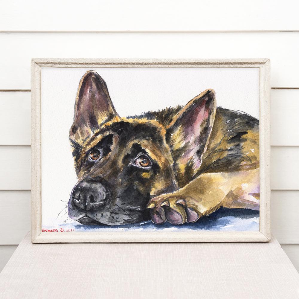 Print "German Shepherd" | Watercolor