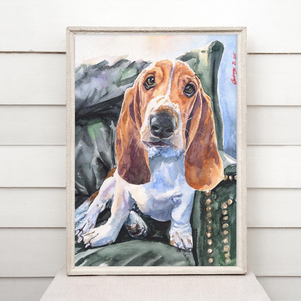 Print "Basset Hound" | Watercolor