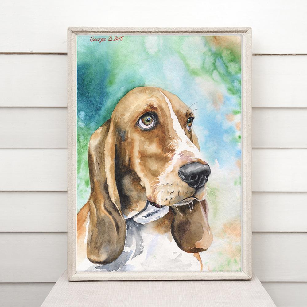 Print "Basset Hound" | Watercolor