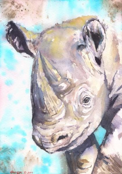 Print "Rhino baby" | Watercolor