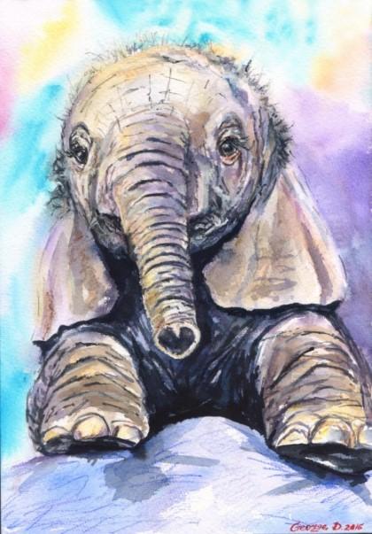 Print "Elephant baby" | Watercolor