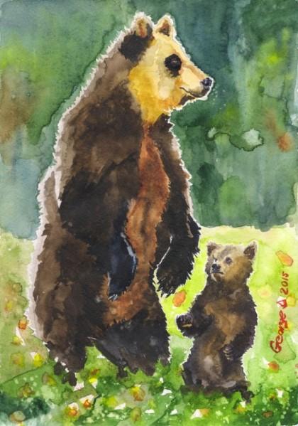 Print "Bear family" | Watercolor
