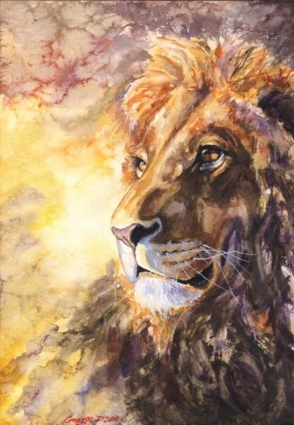 Print "Lion" | Watercolor