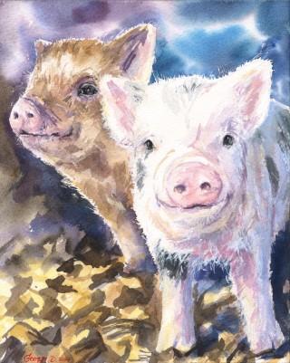 Print "Piglets friends" | Watercolor