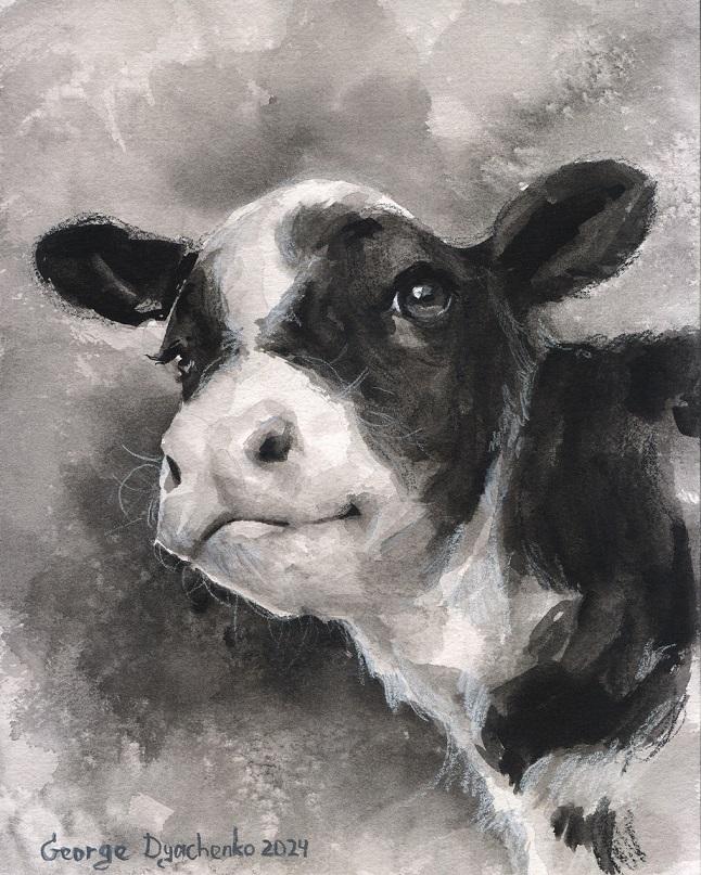 Print "Cute calf" | Watercolor