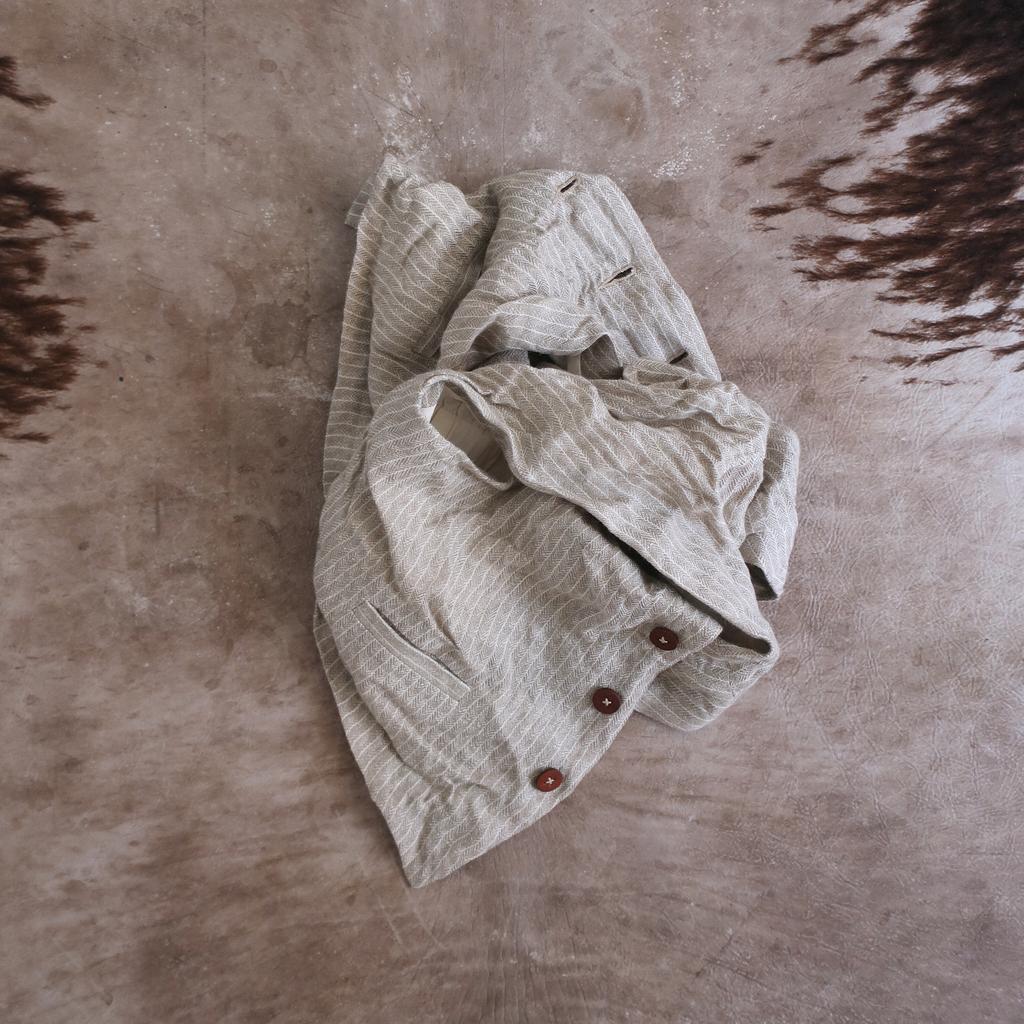 Basic vest #0 in ivory herringbone wool-linen blend