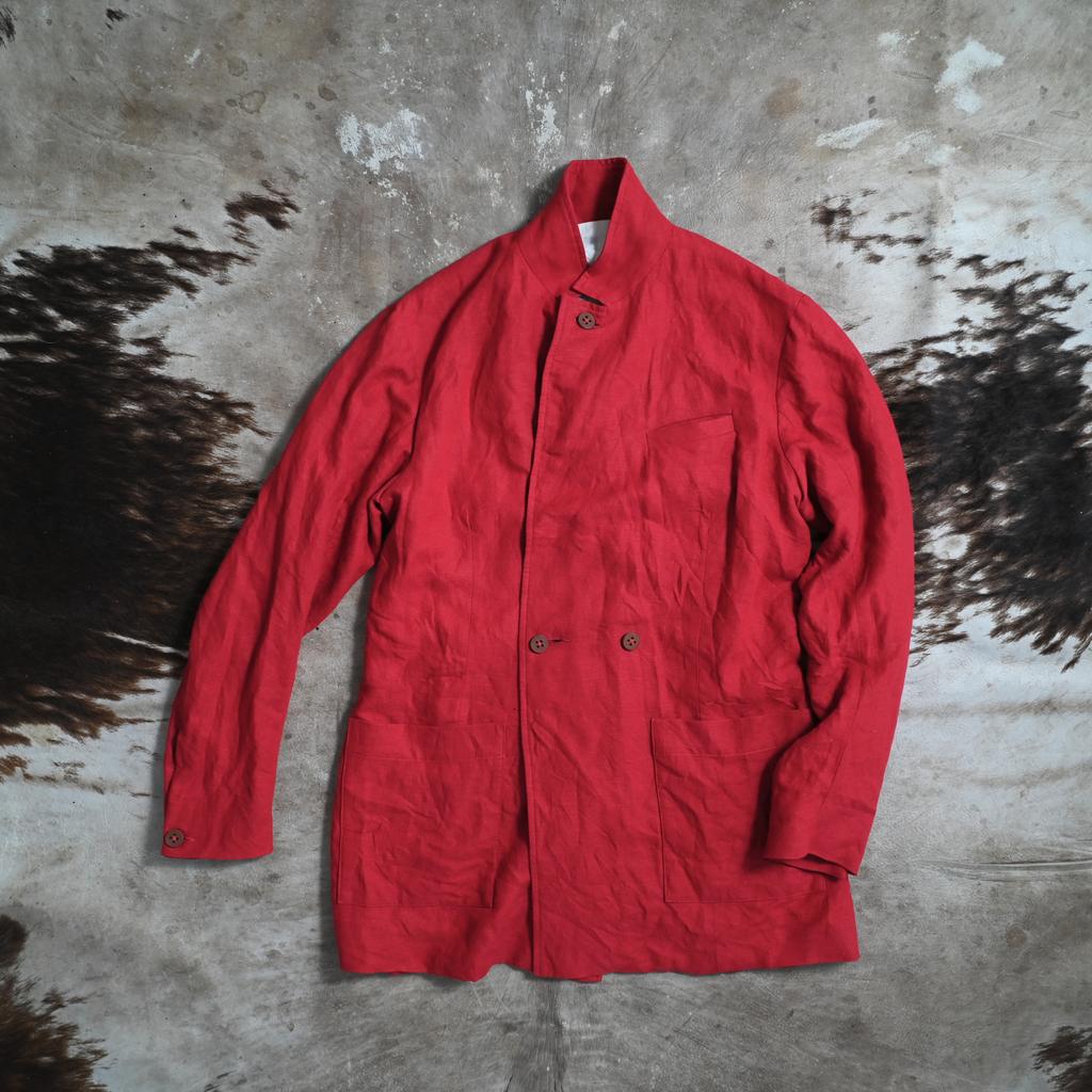 Basic jacket #2 in dark red linen