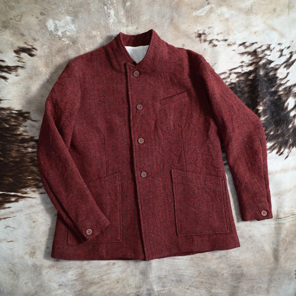 Basic jacket #6 in dark red Serbian tweed