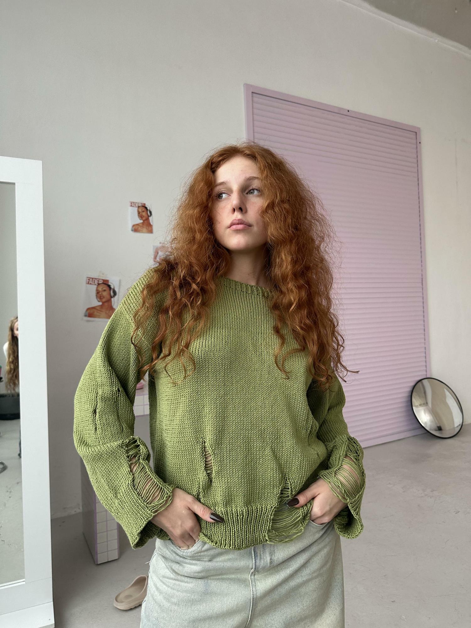 Свитер гранж оливка S