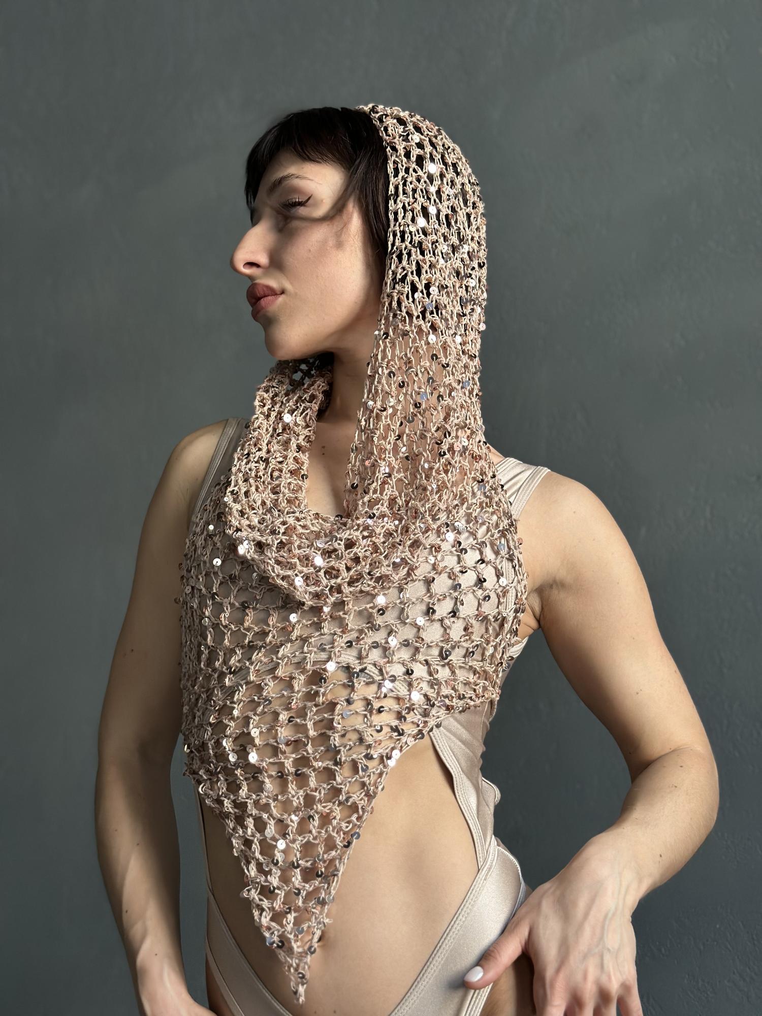 Сверкающий топ XS-S песочный