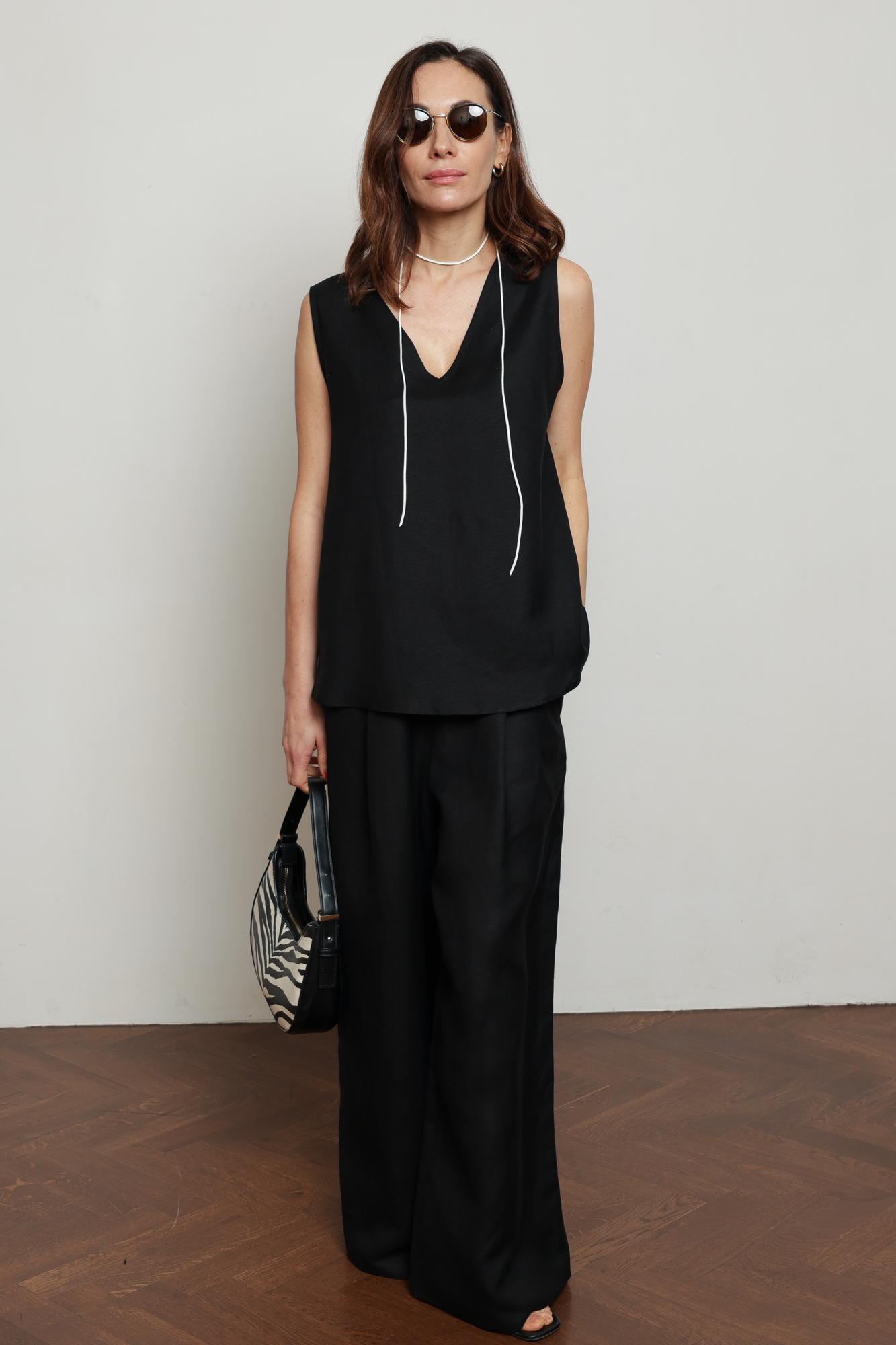 Льняной костюм, чёрный