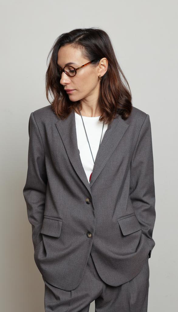 Жакет однобортный, серый